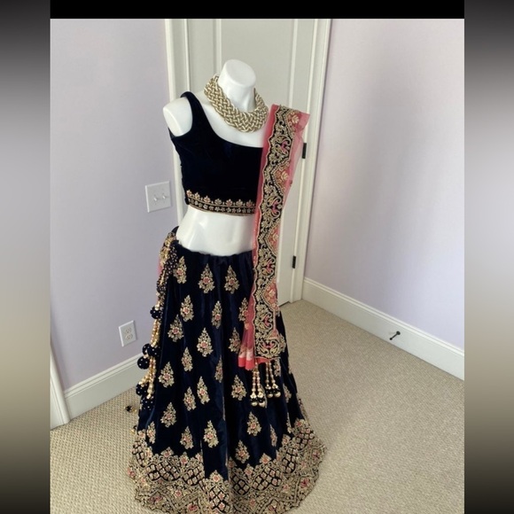 Hand crafted bridal lengha/2 blouses
